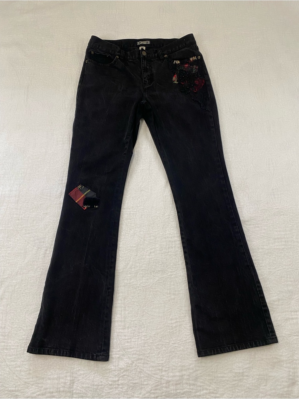 American Living Revere Women’s Sz 6  Bootcut Jeans Black Floral Lace Embellished